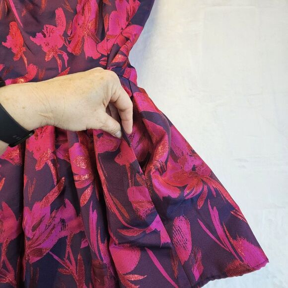 Aidan Mattox Sleeveless Floral‎ Jacquard Party Dress Pink/ Fuchsia Size 16 NWT - Picture 8 of 14